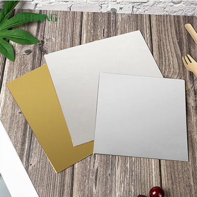 Papan Kue Sekali Pakai MDF Square Warna Putih Dan Emas