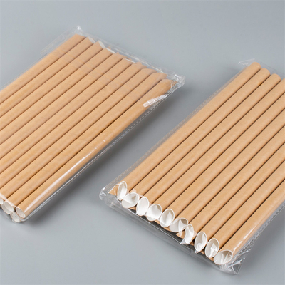 Sedotan Kertas Minum Biodegradable 6 * 197mm 8 * 230mm Logo Kustom Tidak Beracun