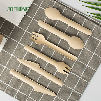 Kustom Biodegradable Sendok Garpu Sendok Garpu Tebu Bagasse Knife Sendok Garpu Set