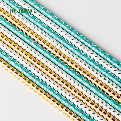 LFGB Disposable Paper Straw White Dan Blue Striped Food Grade Untuk Pesta
