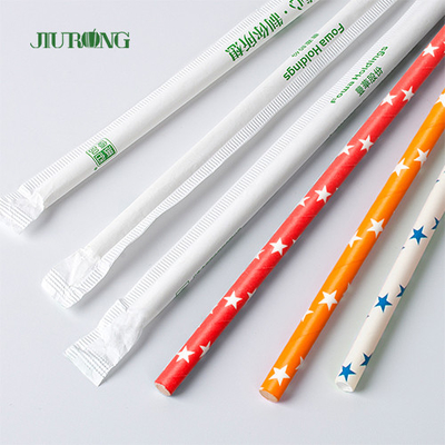 FDA Dot Printing Stripe Paper Straw Untuk Layanan Makanan Bawa Pulang