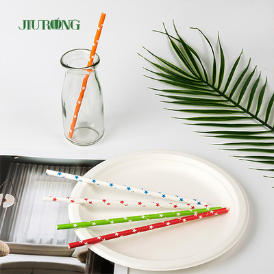 FDA Dot Printing Stripe Paper Straw Untuk Layanan Makanan Bawa Pulang