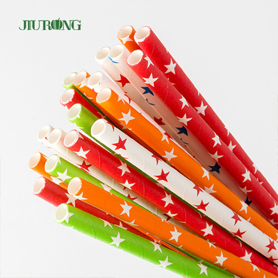 FDA Dot Printing Stripe Paper Straw Untuk Layanan Makanan Bawa Pulang
