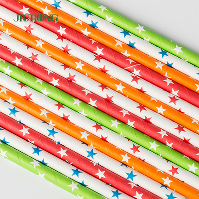 FDA Dot Printing Stripe Paper Straw Untuk Layanan Makanan Bawa Pulang