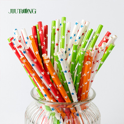 FDA Dot Printing Stripe Paper Straw Untuk Layanan Makanan Bawa Pulang