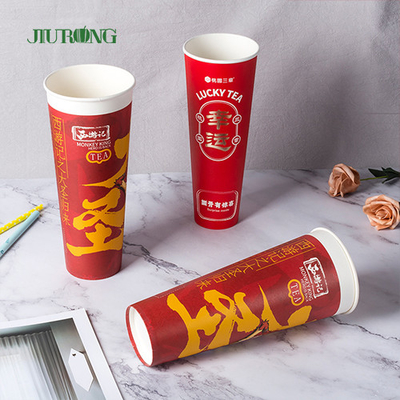 Cangkir Kertas Biodegradable Kustom 500ml Pencetakan Flexo Berbasis Air