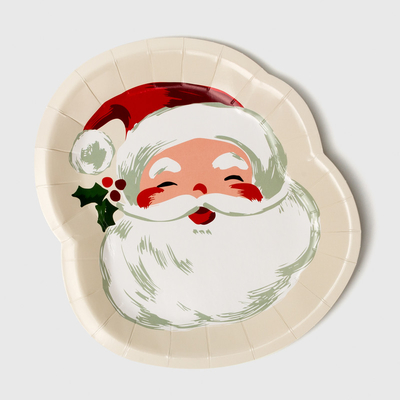 FDA Disposable Paper Plate Perlengkapan Pesta Natal Santa Claus Set Bentuk Khusus