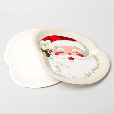 FDA Disposable Paper Plate Perlengkapan Pesta Natal Santa Claus Set Bentuk Khusus