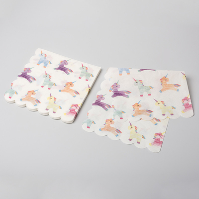 Ruang Makan Biodegradable Disposable Sendok Garpu Pesta Meriah Serbet Kertas Unicorn
