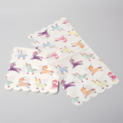 Ruang Makan Biodegradable Disposable Sendok Garpu Pesta Meriah Serbet Kertas Unicorn