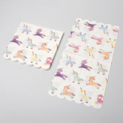 Ruang Makan Biodegradable Disposable Sendok Garpu Pesta Meriah Serbet Kertas Unicorn