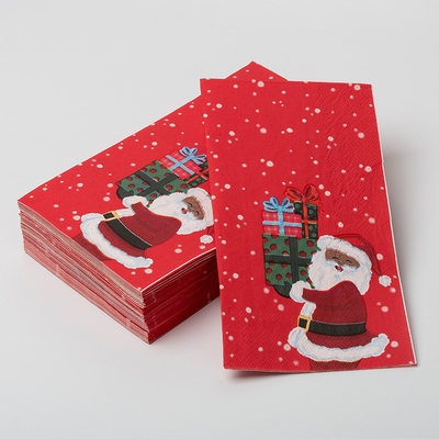 LFGB Biodegradable Disposable Sendok Garpu Santa Claus Natal Tema Pesta Kertas Serbet