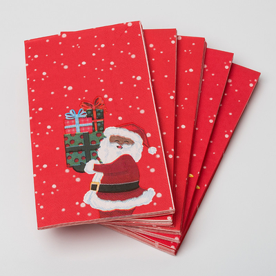 LFGB Biodegradable Disposable Sendok Garpu Santa Claus Natal Tema Pesta Kertas Serbet
