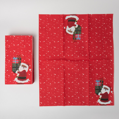 LFGB Biodegradable Disposable Sendok Garpu Santa Claus Natal Tema Pesta Kertas Serbet