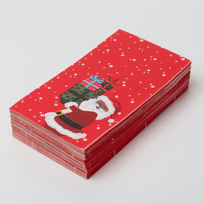 LFGB Biodegradable Disposable Sendok Garpu Santa Claus Natal Tema Pesta Kertas Serbet