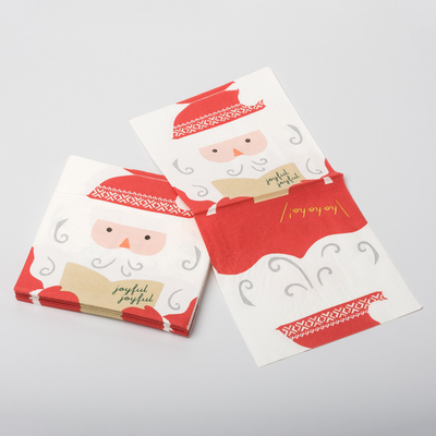 Set Perlengkapan Pesta Serbet Kertas Santa Claus Natal Cetak Kustom