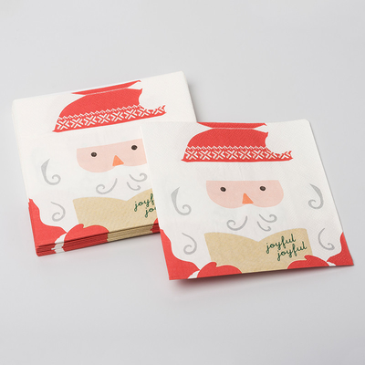 Set Perlengkapan Pesta Serbet Kertas Santa Claus Natal Cetak Kustom