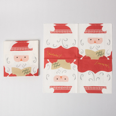 Set Perlengkapan Pesta Serbet Kertas Santa Claus Natal Cetak Kustom