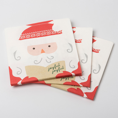 Set Perlengkapan Pesta Serbet Kertas Santa Claus Natal Cetak Kustom