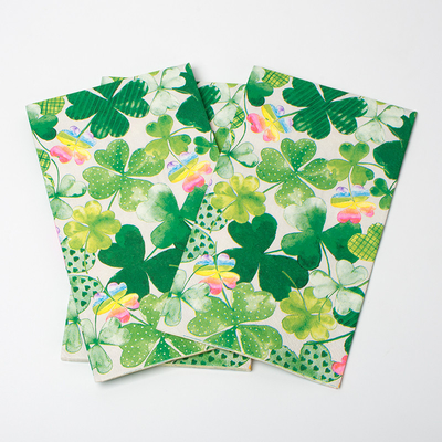 Partysprite Clover Design Serbet Kertas Biodegradable Perlengkapan Pesta Tema Liburan
