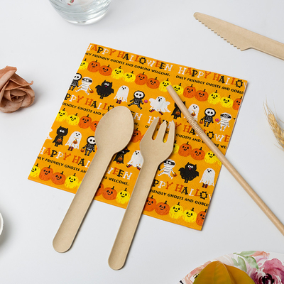 Aman Emas Kertas Serbet Gila Labu Hantu Desain Perlengkapan Pesta Tema Halloween