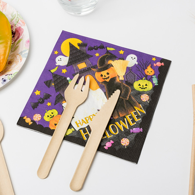 BRC Makan Malam Serbet Kertas Pesta Sprite Gila Labu Monster Tema Halloween Perlengkapan Pesta