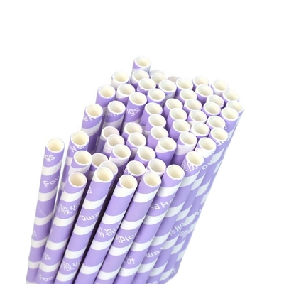 Golden Striped Biodegradable Paper Straw Kraft Christmas Straws 5 * 120mm