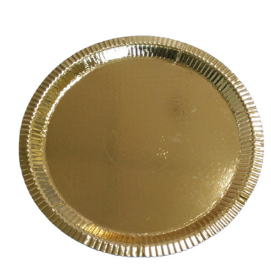 Food Grade Disposable Biodegradable Paper Plates Round Gold untuk Restoran
