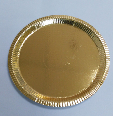 Food Grade Disposable Biodegradable Paper Plates Round Gold untuk Restoran