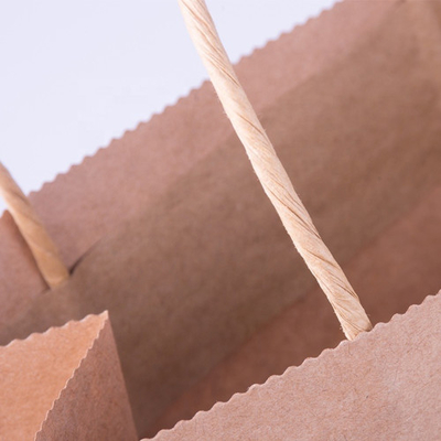 Pegangan Datar Disesuaikan Kantong Kertas Biodegradable Ramah Lingkungan 280mm Logo Cetak