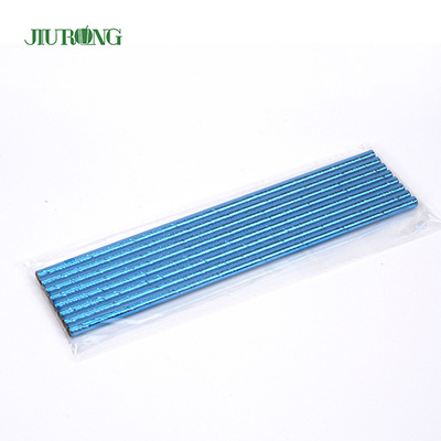 Blue Coated Biodegradable Paper Straw Disposable Straight Tube Logo kustom