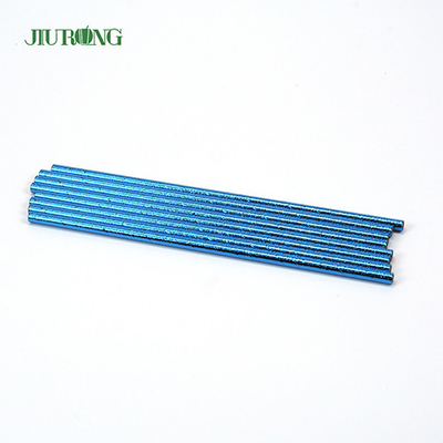 Blue Coated Biodegradable Paper Straw Disposable Straight Tube Logo kustom