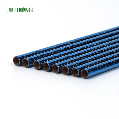 Blue Coated Biodegradable Paper Straw Disposable Straight Tube Logo kustom