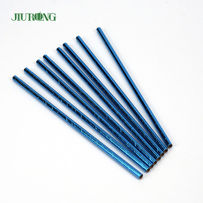 Blue Coated Biodegradable Paper Straw Disposable Straight Tube Logo kustom