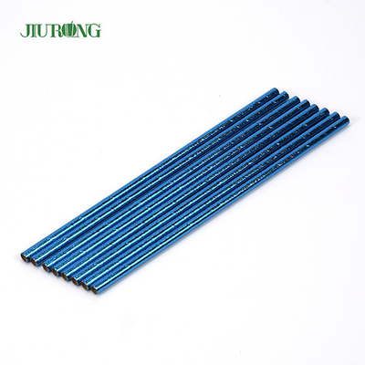 Blue Coated Biodegradable Paper Straw Disposable Straight Tube Logo kustom