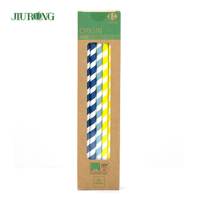 Kertas makanan sedotan biodegradable Garis-garis Kemasan Ramah Lingkungan OEM ODM