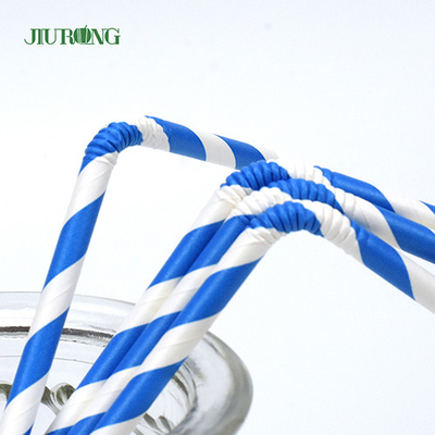 Sedotan Minum Kertas Bendy Biodegradable Blue Striped Food Grade
