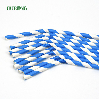 Sedotan Minum Kertas Bendy Biodegradable Blue Striped Food Grade