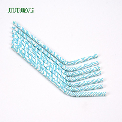 Sedotan Kertas Biodegradable Biru Muda Ditekuk 150mm Untuk Toko Hadiah