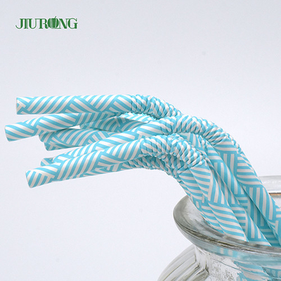 Sedotan Kertas Biodegradable Biru Muda Ditekuk 150mm Untuk Toko Hadiah