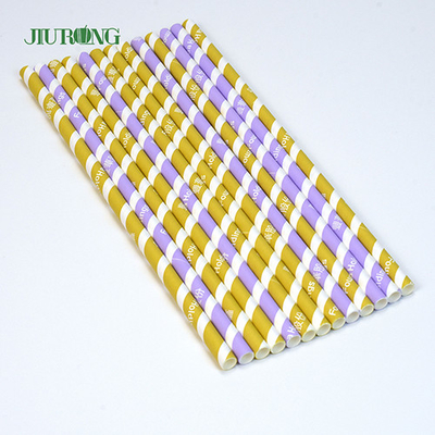 Sedotan Kertas Kraft Biodegradable Berwarna 10 * 250mm Food Grade