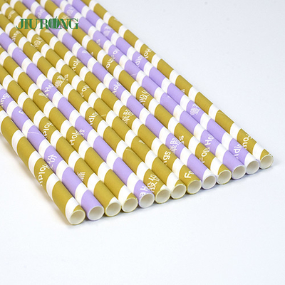 Sedotan Kertas Kraft Biodegradable Berwarna 10 * 250mm Food Grade