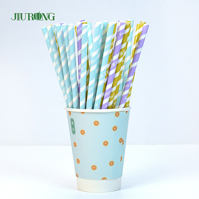 Tabung Lurus Biodegradable Paper Straw panjang 60mm Logo yang disesuaikan