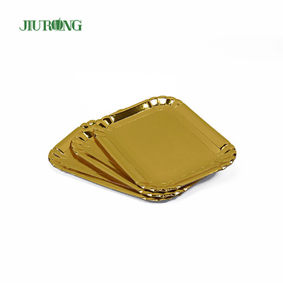 340*450*20mm piring sekali pakai biodegradable piring kertas emas ramah lingkungan