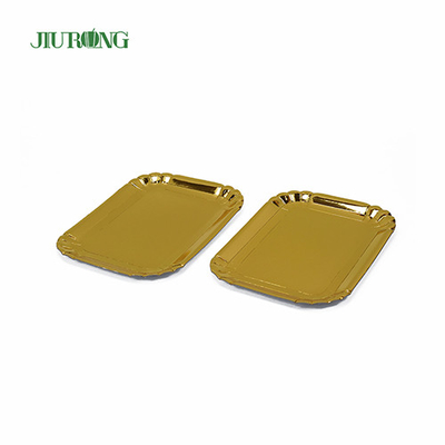 340*450*20mm piring sekali pakai biodegradable piring kertas emas ramah lingkungan