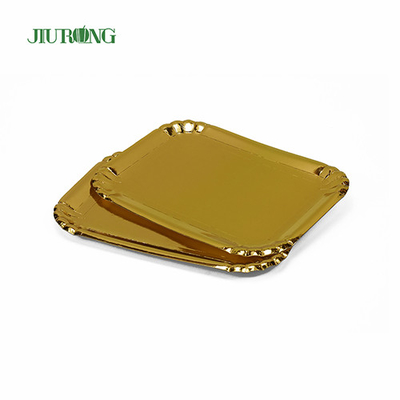 Golden Square Biodegradable Food Plates Kertas Kraft Ramah Lingkungan OEM ODM