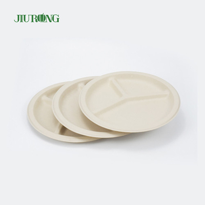 Piring Sekali Pakai Roti Tebu Bagasse Bentuk bulat yang dapat terurai secara hayati