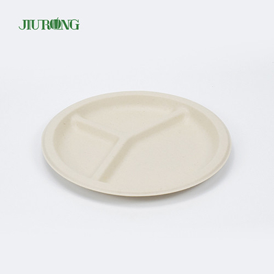 Piring Sekali Pakai Roti Tebu Bagasse Bentuk bulat yang dapat terurai secara hayati