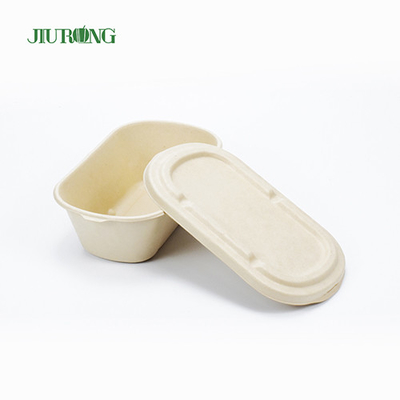 Wadah Makanan Tebu Takeaway Biodegradable 650ml Kertas Tahan Minyak
