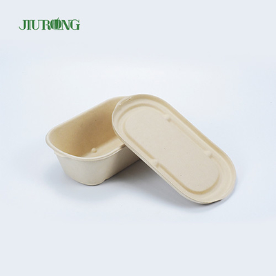 Wadah Makanan Tebu Takeaway Biodegradable 650ml Kertas Tahan Minyak